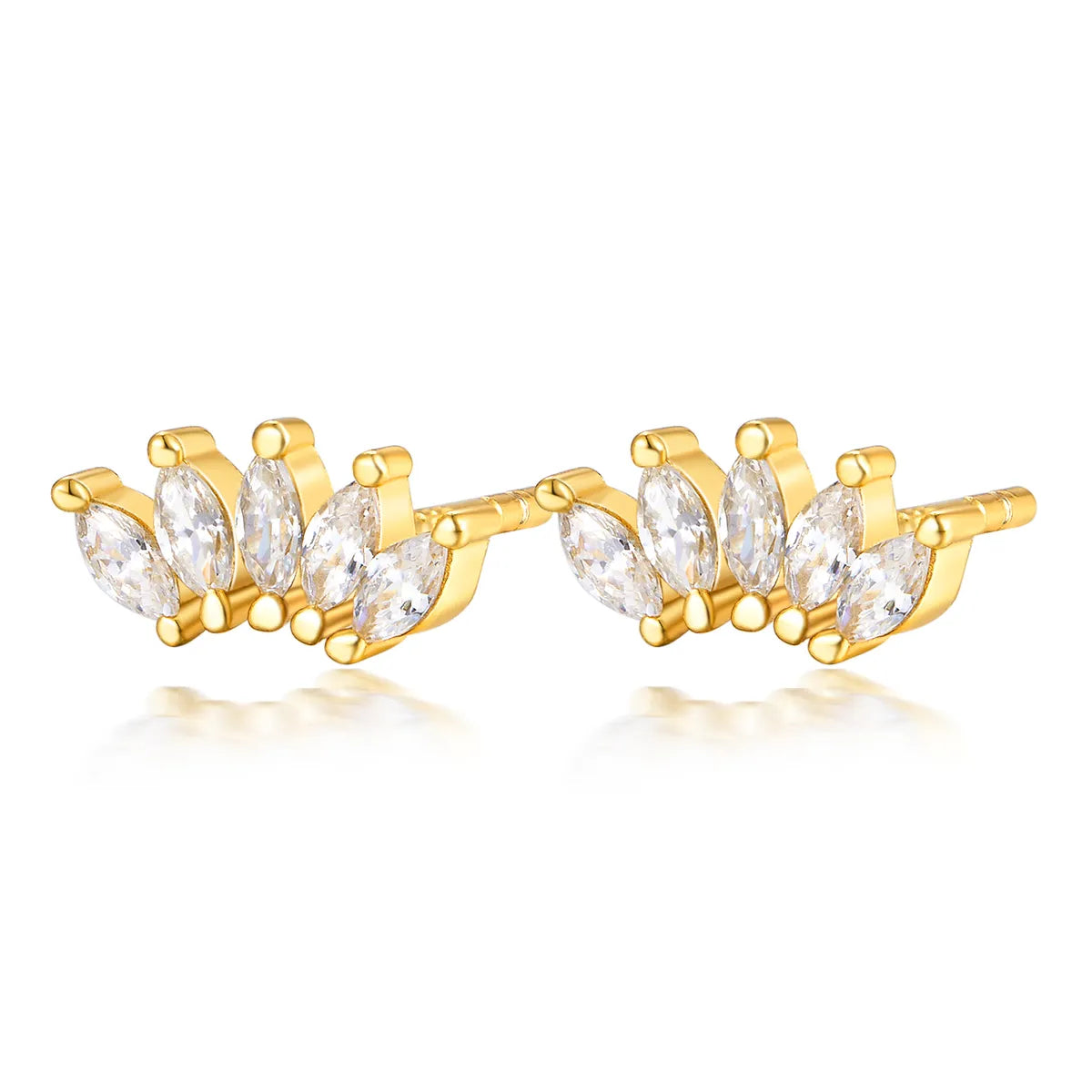 1 Pair Simple Style Classic Style Solid Color Plating Inlay Sterling Silver Zircon White Gold Plated Gold Plated Ear Studs