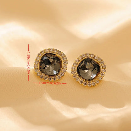 1 Pair Simple Style Classic Style Solid Color Plating Inlay Titanium Steel Zircon 18K Gold Plated Ear Studs