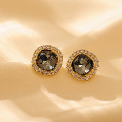 1 Pair Simple Style Classic Style Solid Color Plating Inlay Titanium Steel Zircon 18K Gold Plated Ear Studs