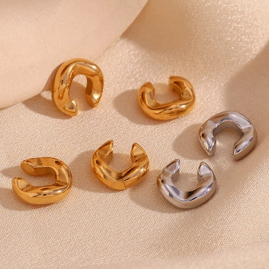 1 Pair Simple Style Classic Style Solid Color Plating Stainless Steel 18k Gold Plated Ear Cuffs