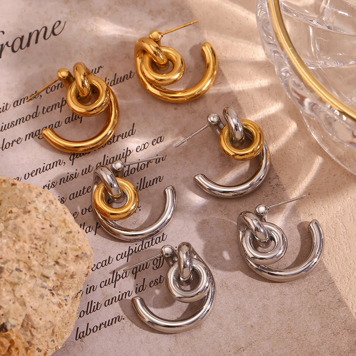 1 Pair Simple Style Classic Style Solid Color Plating 304 Stainless Steel 18K Gold Plated Ear Studs