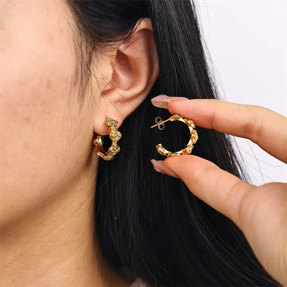 1 Pair Simple Style Classic Style Solid Color Plating Stainless Steel 18k Gold Plated Earrings