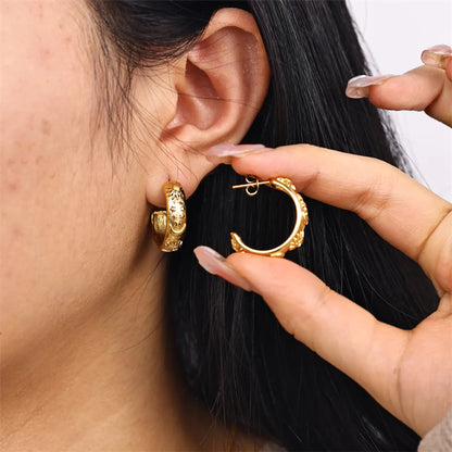 1 Pair Simple Style Classic Style Solid Color Plating Stainless Steel 18k Gold Plated Earrings