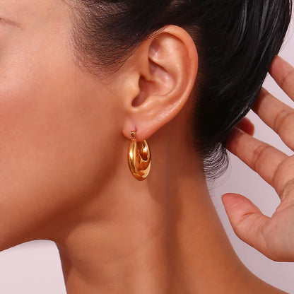 1 Pair Simple Style Classic Style Solid Color Plating Stainless Steel 18k Gold Plated Earrings