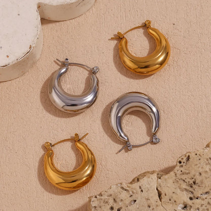 1 Pair Simple Style Classic Style Solid Color Plating Stainless Steel 18k Gold Plated Hoop Earrings