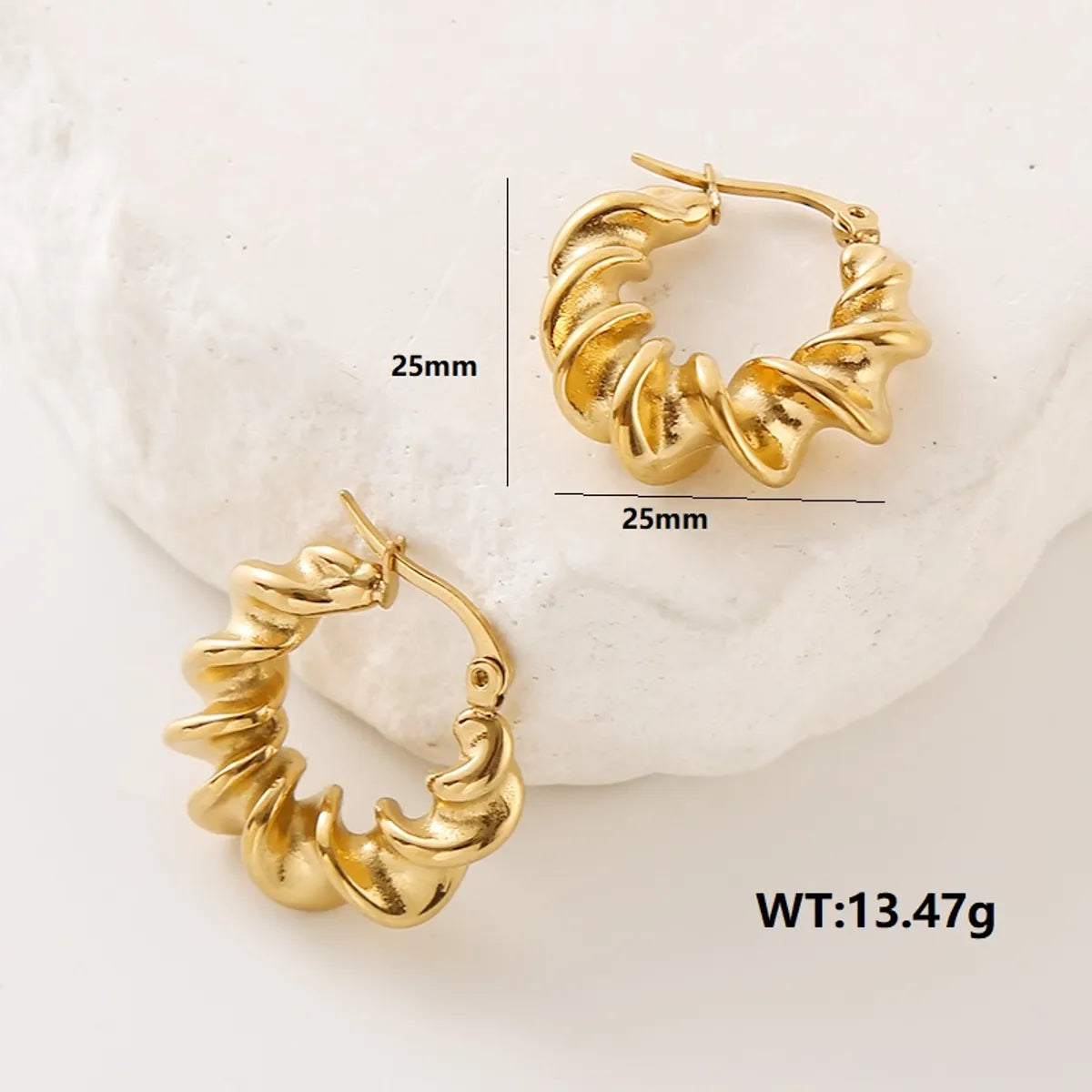 1 Pair Simple Style Classic Style Solid Color Plating Stainless Steel 24k Gold Plated Ear Studs