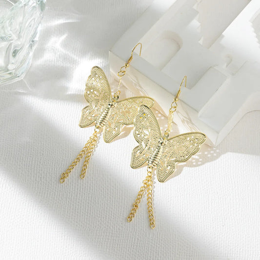 1 Pair Simple Style Classic Style Solid Color Plating Stainless Steel Alloy Gold Plated Drop Earrings