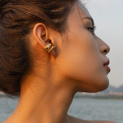 1 Pair Simple Style Classic Style Solid Color Plating Stainless Steel Gold Plated Ear Studs