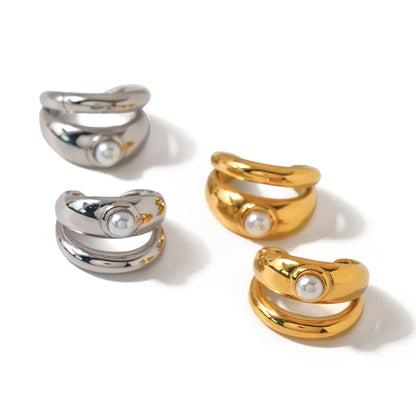 1 Pair Simple Style Classic Style Solid Color Plating Stainless Steel Gold Plated Ear Studs