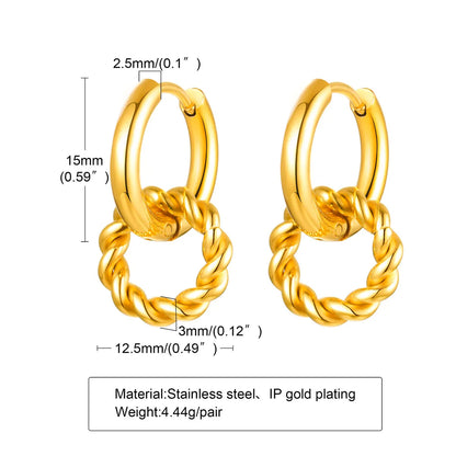 1 Pair Simple Style Classic Style Solid Color Plating 201 Stainless Steel Gold Plated Ear Studs