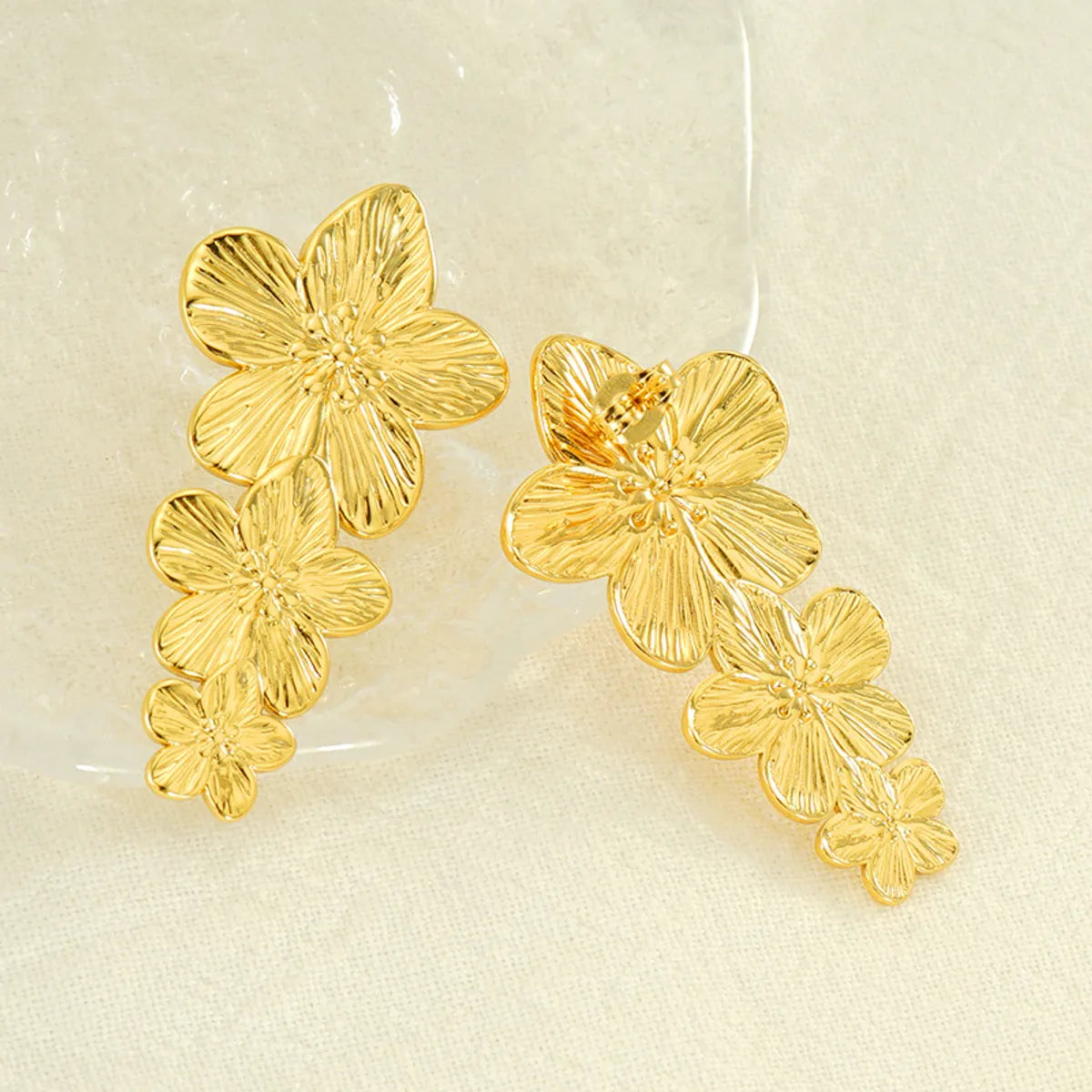 1 Pair Simple Style Classic Style Solid Color Plating Stainless Steel Gold Plated Ear Studs