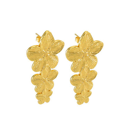 1 Pair Simple Style Classic Style Solid Color Plating Stainless Steel Gold Plated Ear Studs