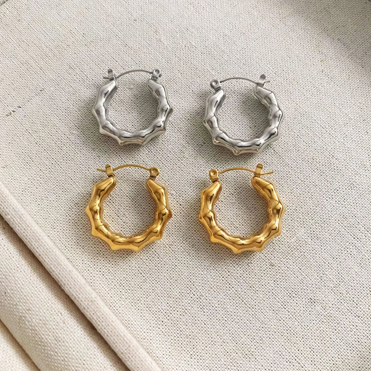 1 Pair Simple Style Classic Style Solid Color Plating Stainless Steel Gold Plated Earrings