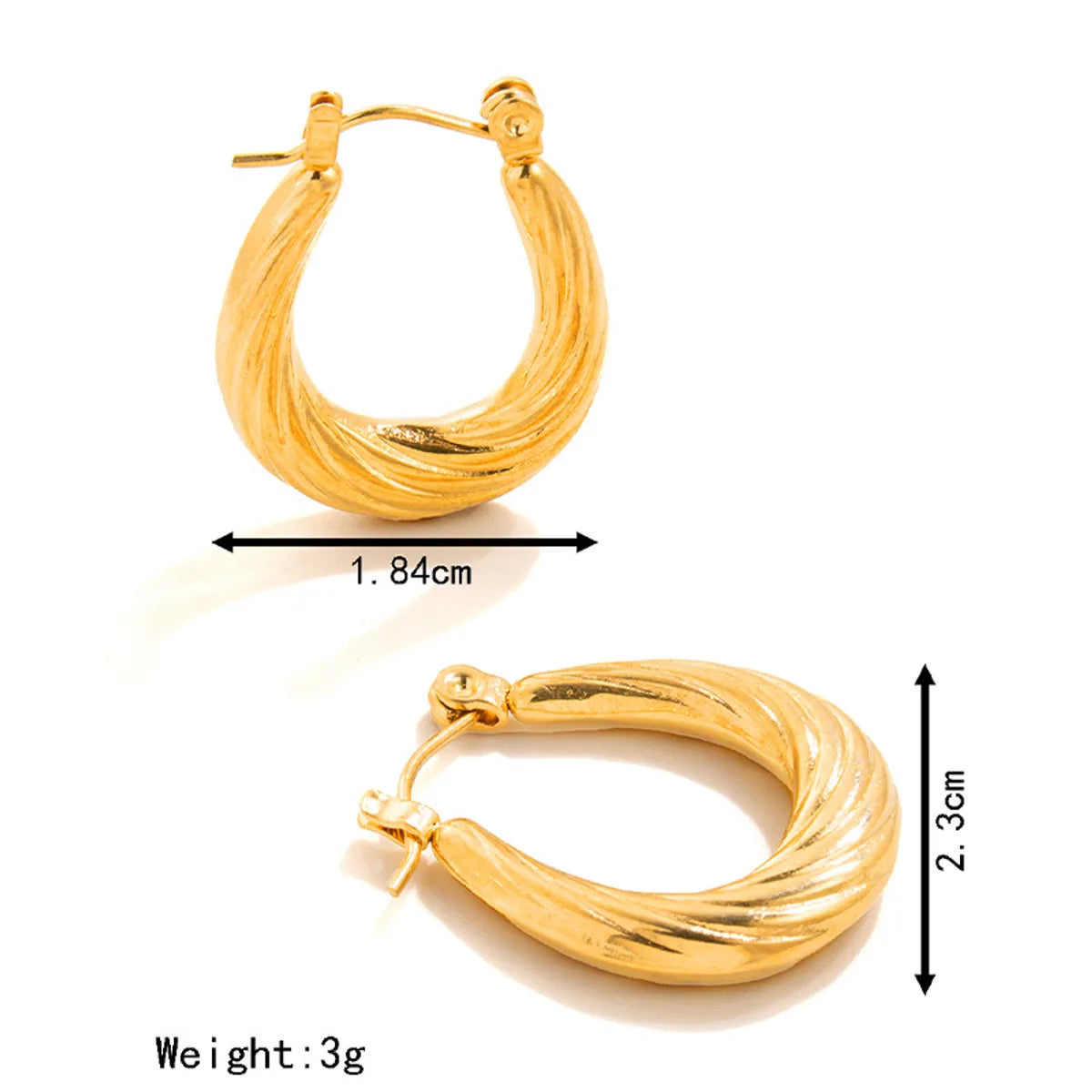 1 Pair Simple Style Classic Style Solid Color Plating Stainless Steel Gold Plated Earrings