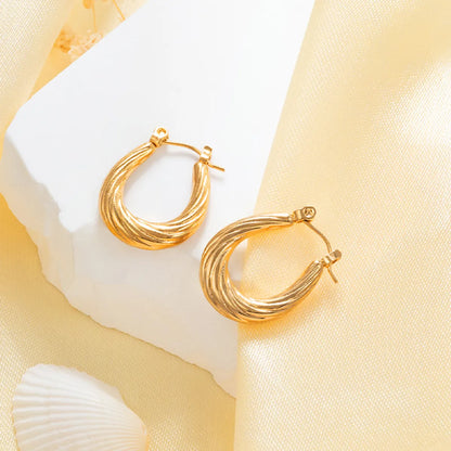 1 Pair Simple Style Classic Style Solid Color Plating Stainless Steel Gold Plated Earrings