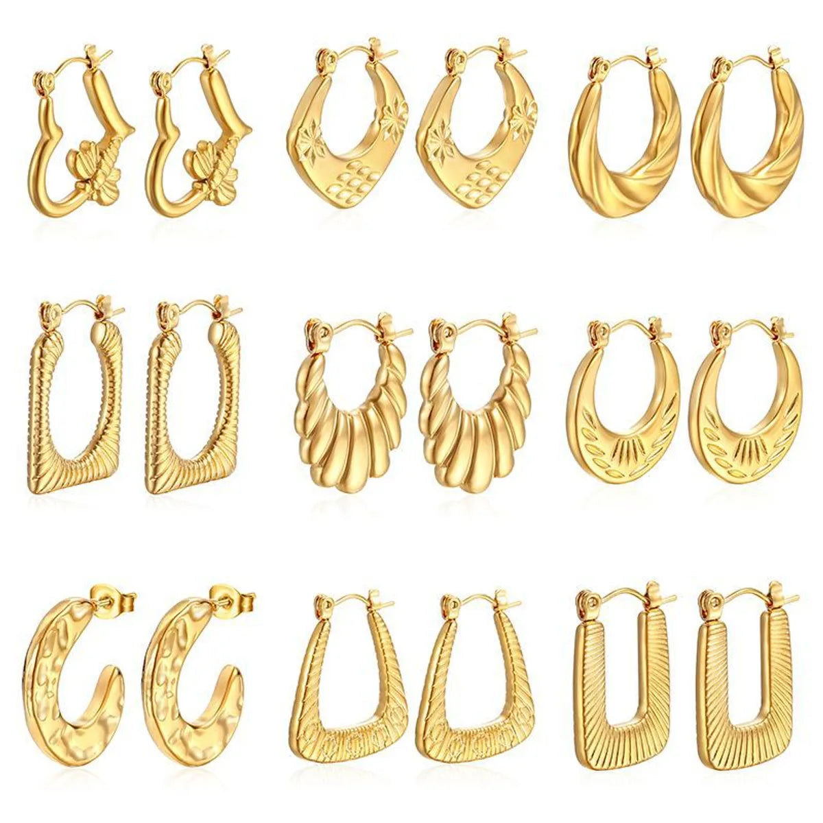 1 Pair Simple Style Classic Style Solid Color Plating Stainless Steel Gold Plated Earrings