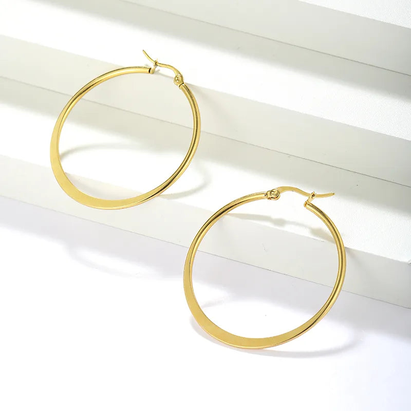 1 Pair Simple Style Classic Style Solid Color Plating 304 Stainless Steel Hoop Earrings