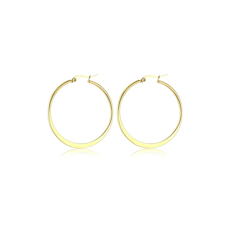 1 Pair Simple Style Classic Style Solid Color Plating 304 Stainless Steel Hoop Earrings