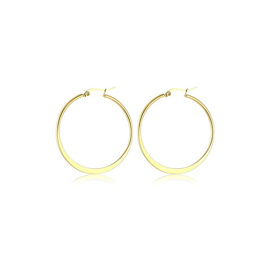 1 Pair Simple Style Classic Style Solid Color Plating 304 Stainless Steel Hoop Earrings