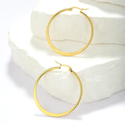 1 Pair Simple Style Classic Style Solid Color Plating 304 Stainless Steel Hoop Earrings