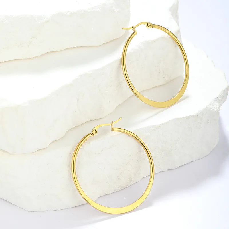 1 Pair Simple Style Classic Style Solid Color Plating 304 Stainless Steel Hoop Earrings