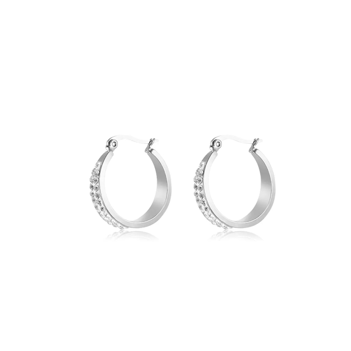 1 Pair Simple Style Classic Style Solid Color Plating Stainless Steel Hoop Earrings