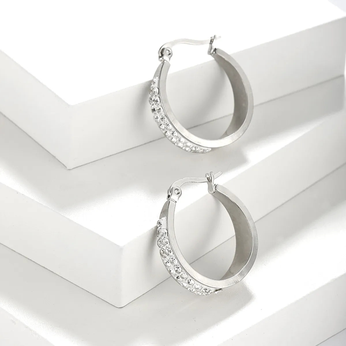 1 Pair Simple Style Classic Style Solid Color Plating Stainless Steel Hoop Earrings