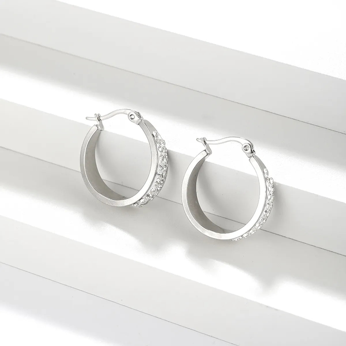 1 Pair Simple Style Classic Style Solid Color Plating Stainless Steel Hoop Earrings