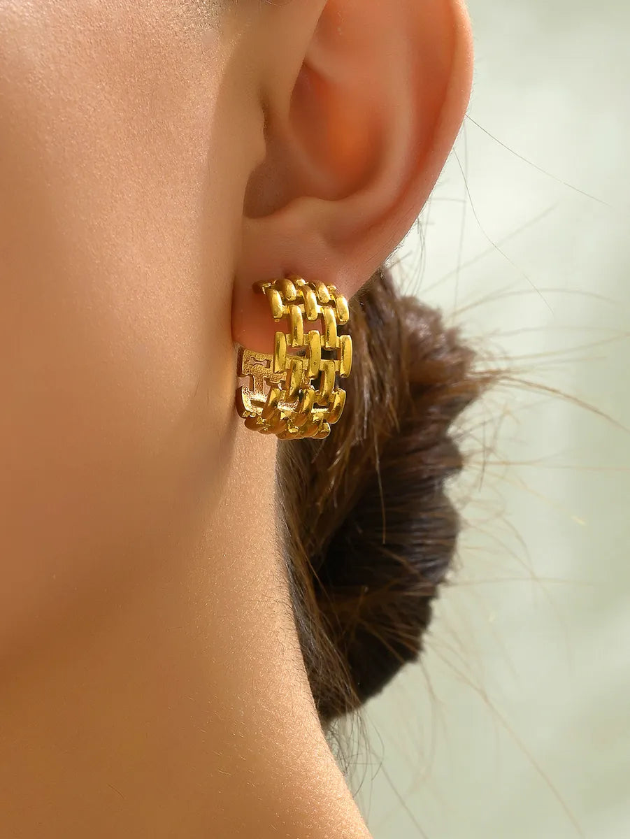 1 Pair Simple Style Classic Style Solid Color Plating Titanium Steel 18k Gold Plated Ear Studs