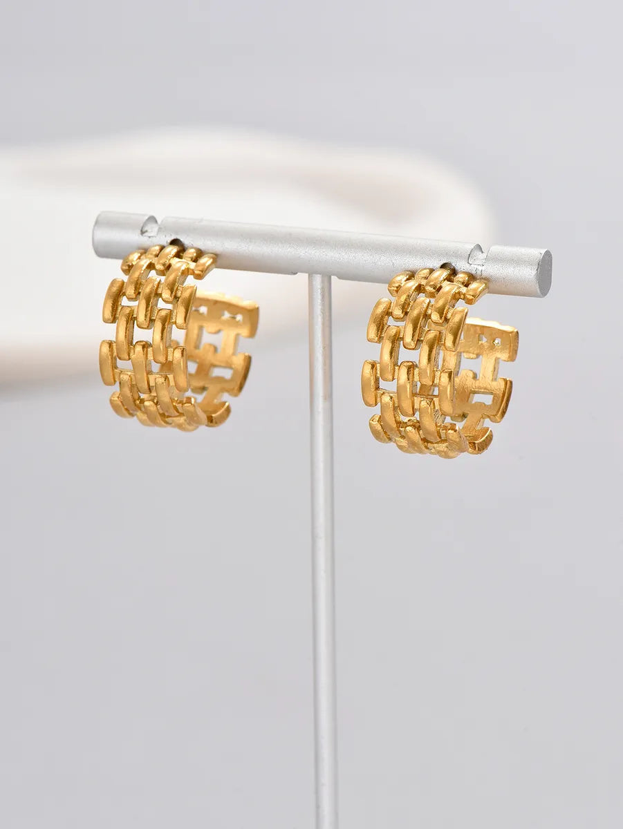 1 Pair Simple Style Classic Style Solid Color Plating Titanium Steel 18k Gold Plated Ear Studs