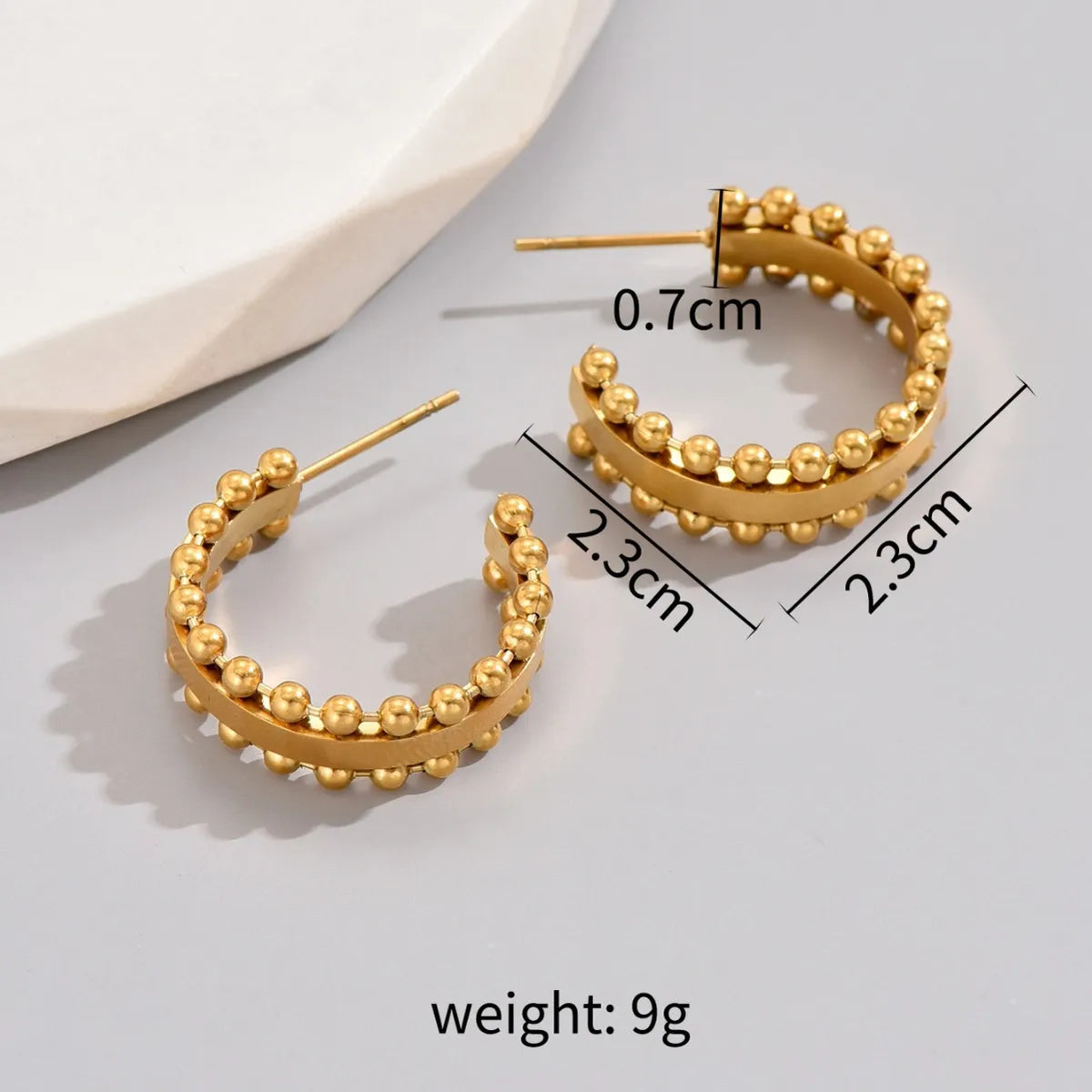 1 Pair Simple Style Classic Style Solid Color Plating Titanium Steel 18k Gold Plated Ear Studs