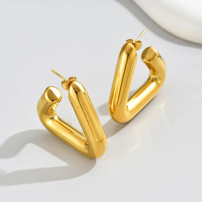 1 Pair Simple Style Classic Style Solid Color Plating Titanium Steel 18k Gold Plated Ear Studs