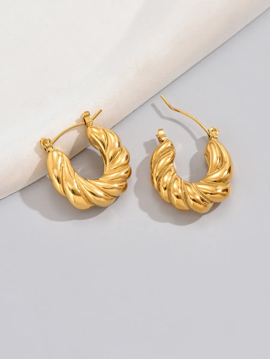 1 Pair Simple Style Classic Style Solid Color Plating Titanium Steel 18k Gold Plated Gold Plated Ear Studs