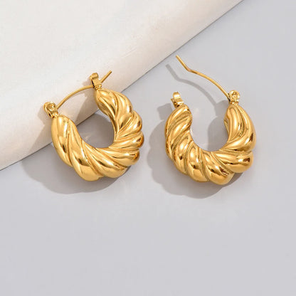 1 Pair Simple Style Classic Style Solid Color Plating Titanium Steel 18k Gold Plated Gold Plated Ear Studs