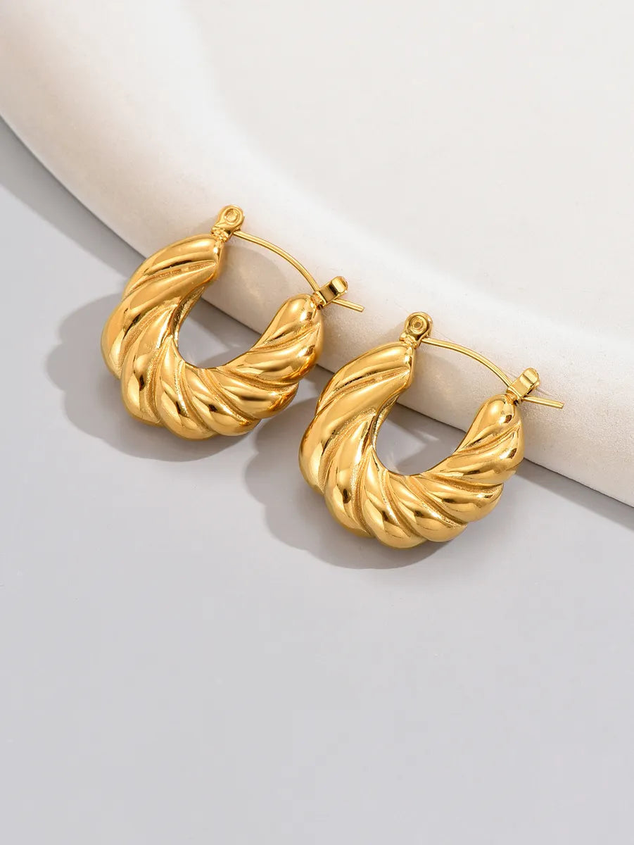 1 Pair Simple Style Classic Style Solid Color Plating Titanium Steel 18k Gold Plated Gold Plated Ear Studs