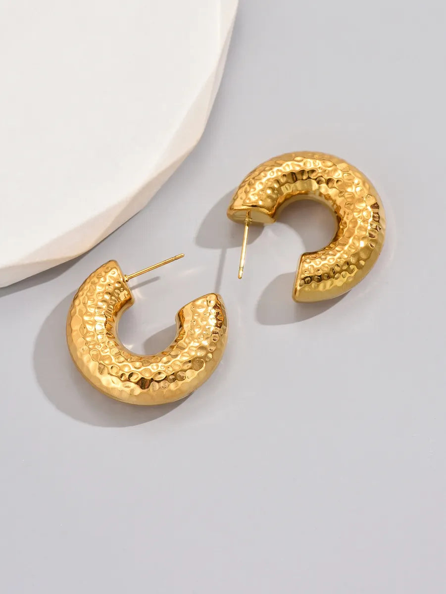 1 Pair Simple Style Classic Style Solid Color Plating Titanium Steel 18k Gold Plated Gold Plated Ear Studs