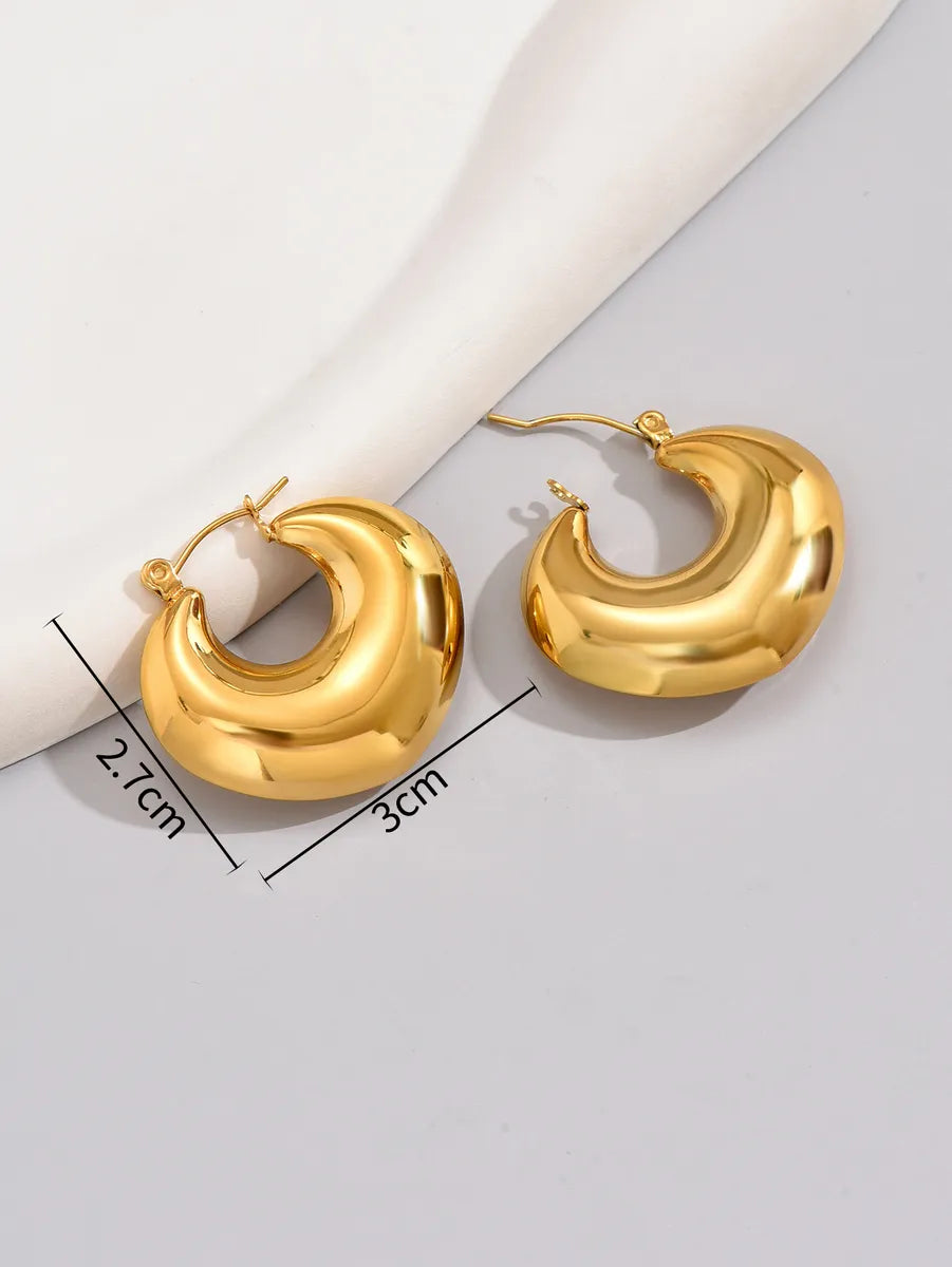 1 Pair Simple Style Classic Style Solid Color Plating Titanium Steel 18k Gold Plated Gold Plated Earrings