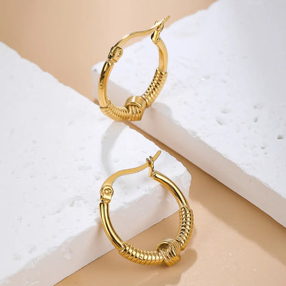 1 Pair Simple Style Classic Style Solid Color Plating Titanium Steel 18k Gold Plated Hoop Earrings