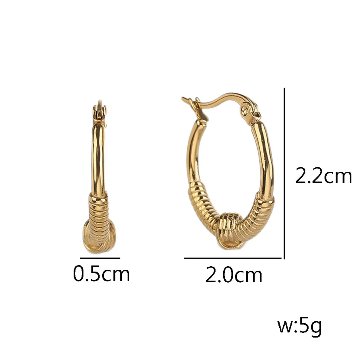 1 Pair Simple Style Classic Style Solid Color Plating Titanium Steel 18k Gold Plated Hoop Earrings