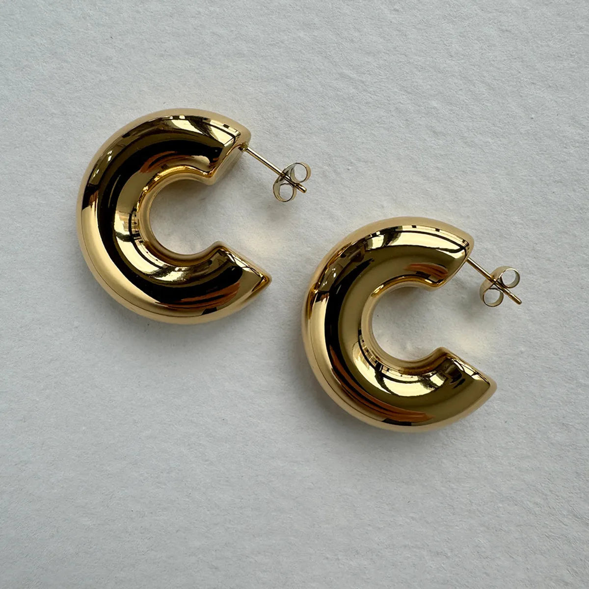 1 Pair Simple Style Classic Style Solid Color Plating Titanium Steel Ear Studs