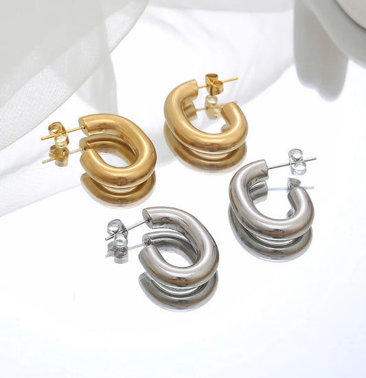 1 Pair Simple Style Classic Style Solid Color Plating Titanium Steel Gold Plated Ear Studs