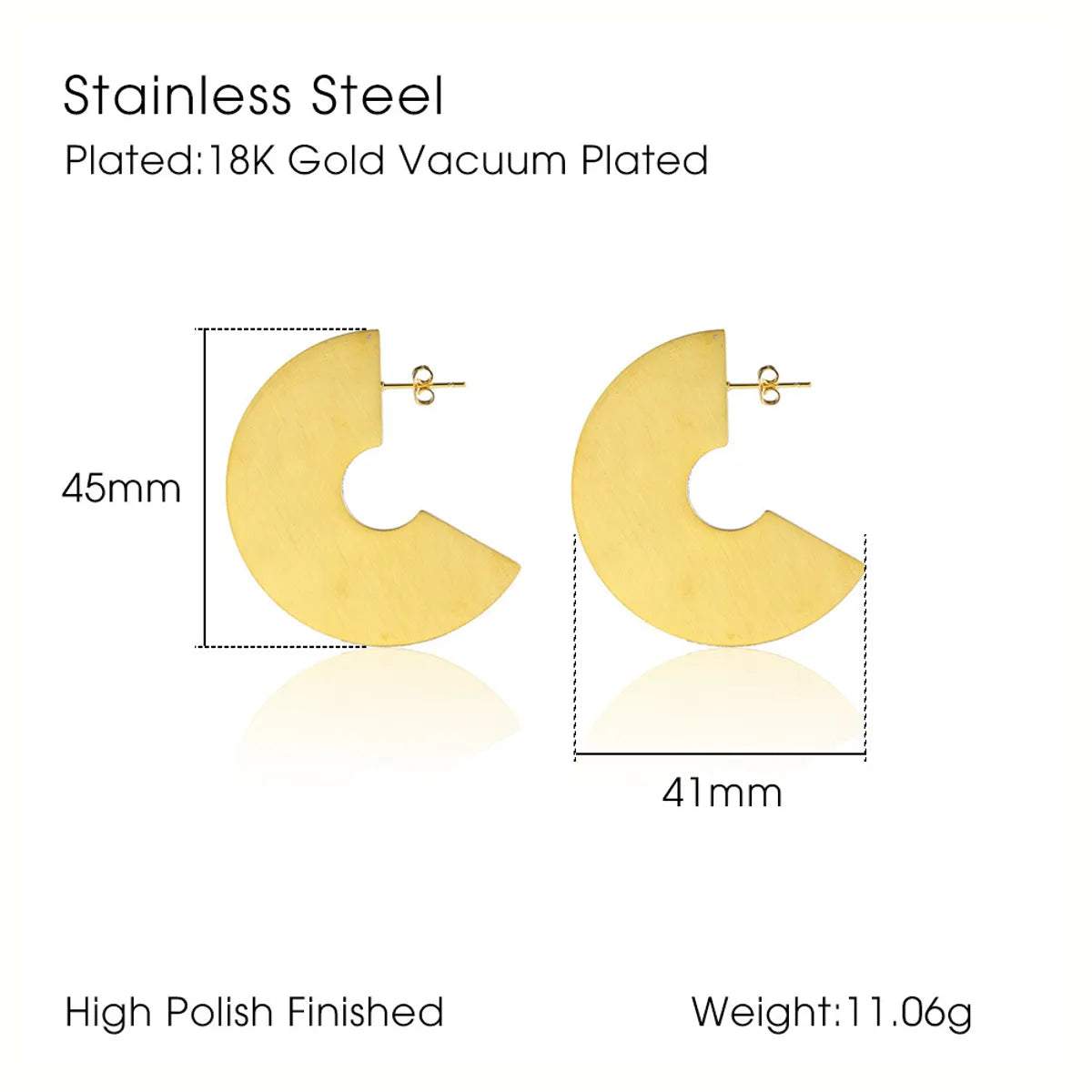 1 Pair Simple Style Classic Style Solid Color Plating Titanium Steel Gold Plated Ear Studs