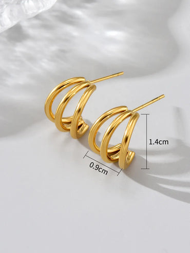 1 Pair Simple Style Classic Style Solid Color Plating Titanium Steel Titanium Steel 18k Gold Plated Ear Studs