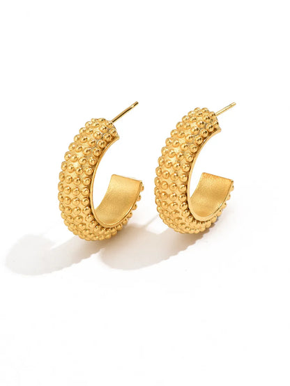 1 Pair Simple Style Classic Style Solid Color Plating Titanium Steel Titanium Steel 18k Gold Plated Gold Plated Hoop Earrings