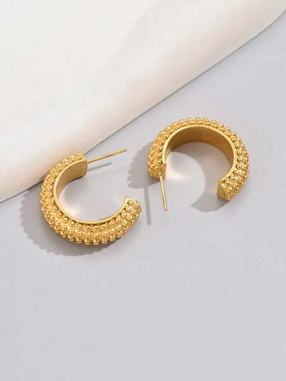 1 Pair Simple Style Classic Style Solid Color Plating Titanium Steel Titanium Steel 18k Gold Plated Gold Plated Hoop Earrings