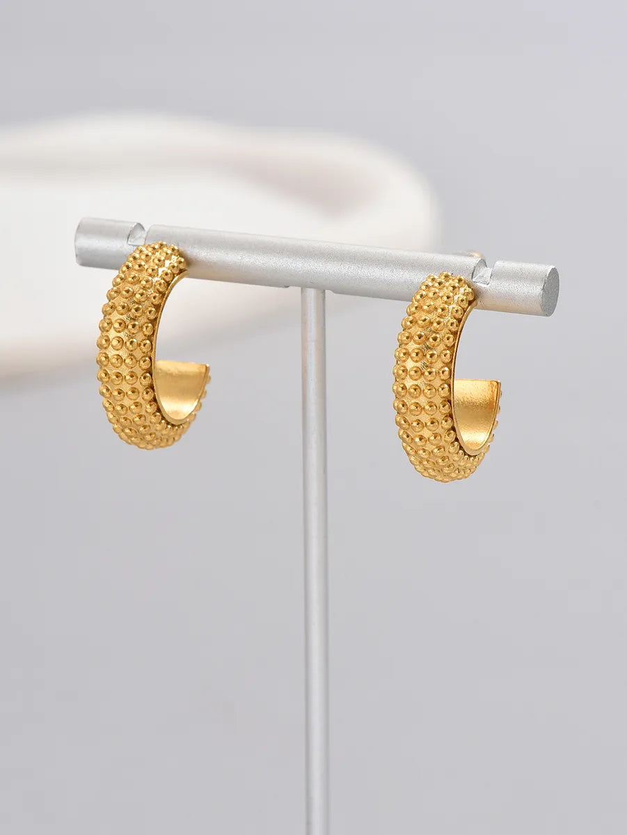 1 Pair Simple Style Classic Style Solid Color Plating Titanium Steel Titanium Steel 18k Gold Plated Gold Plated Hoop Earrings