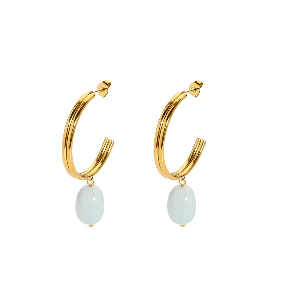 1 Pair Simple Style Classic Style Solid Color Polishing Plating 201 Stainless Steel 18K Gold Plated Drop Earrings