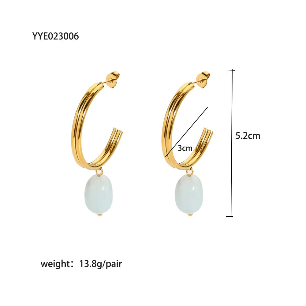 1 Pair Simple Style Classic Style Solid Color Polishing Plating 201 Stainless Steel 18K Gold Plated Drop Earrings