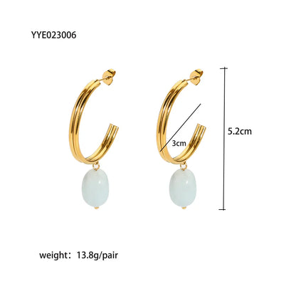 1 Pair Simple Style Classic Style Solid Color Polishing Plating 201 Stainless Steel 18K Gold Plated Drop Earrings