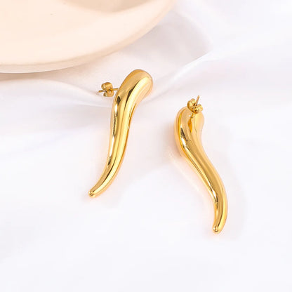 1 Pair Simple Style Classic Style Solid Color Polishing Plating 304 Stainless Steel 18K Gold Plated Ear Studs